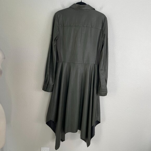 BCBGMAXAZRIA Womens Small Beatryce Faux Leather Shirt Dress Asymmetric Hem - Picture 11 of 14